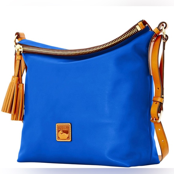 Dooney Bourke Newbury Leather Sloan Dixon Crossbody Bag Cobalt Blue & Tan 👜💙 - Picture 3 of 16